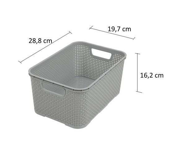Branq Rattan Design Korb 3Er Set M 10L Bpa-Frei Kunststoff Hellgrau-image