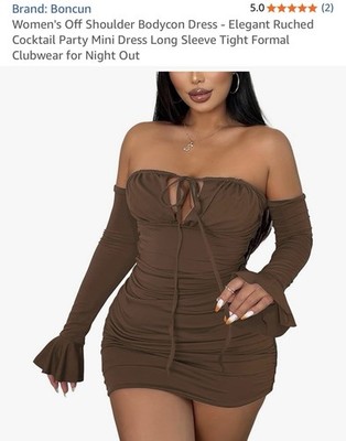 Boncun Women s Off Shoulder Bodycon Dress Size XS