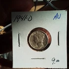 Antique Vintage 1941-D Mercury Dime AU Silver 10C Coin Denver circulated