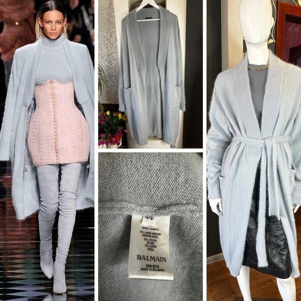 Women Balmain Sweater Grey Angora 38 / M / 46