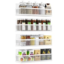 Spice Rack Wall Mount, 4 Pack Wall Spice Rack  Hanging Storage Baskets Organ...