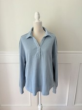 Blue Waffle Collared Pullover Excellent Condition