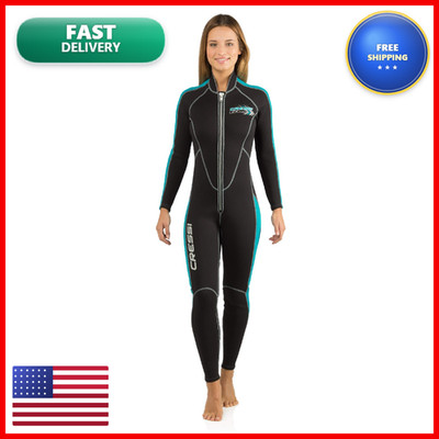 Cressi Lido Long 2 Mm Lady Monopiece Wetsuits Black/Aquamarine M Lv454003