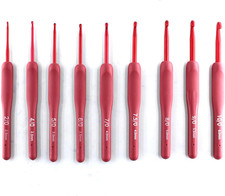 9PCS Red Crochet Hooks Ergonomic Soft Grip Crochet Hook Set, 2.0-6.0Mm Croche...