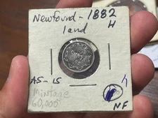 1882 Newfoundland 5 Cents Silver Coin Low Grade Damaged Low Mintage