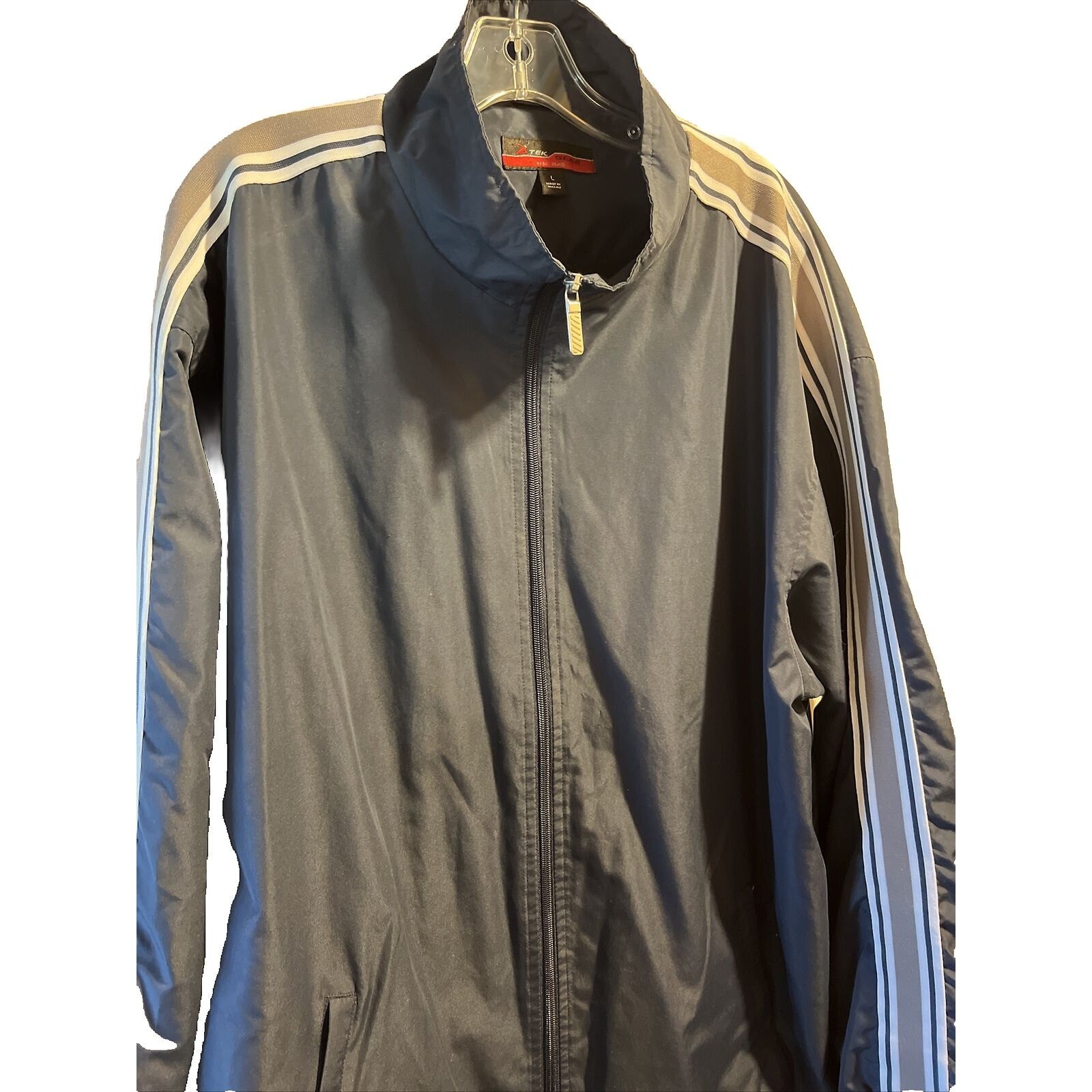 Tek Gear Men’s L Navy Long Sleeve Full Zip Mesh Nylon Polyester Track Jacket Top