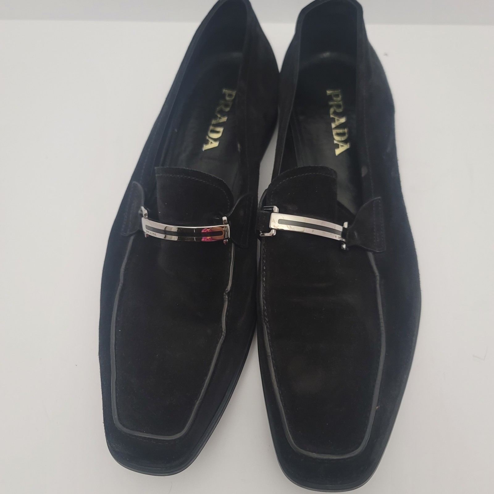 Prada Black Mens Loafers Size 11 Luxury Italian Leather  