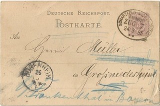 18 167 Ganzsache Bahnpost "SCHARZFELD ANDREASBERG" 1885