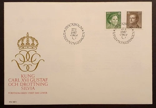 Sweden stamps 1987 King Carl XVI Gustaf & Queen Silvia first day cover unaddress