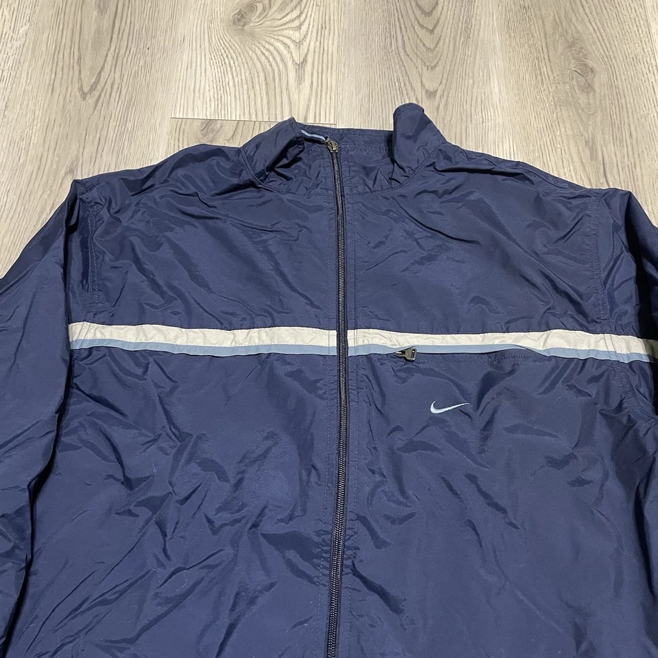 Vintage 90s Nike Jacket Adult XL Extra Large Navy Blue Zip Up Windbreaker Nylon - Image 2 of 4