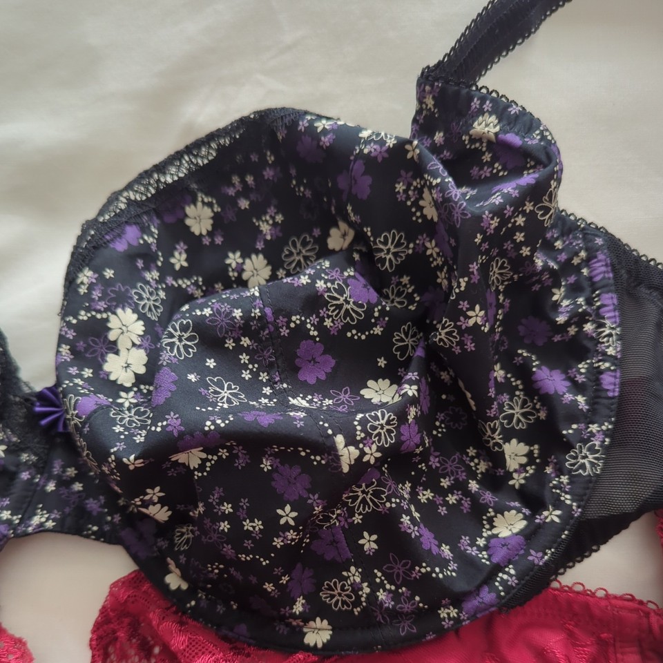 38f Brand New M&S Womens Floral Lace Underwired Bra Bundle x 3 38F Black ...