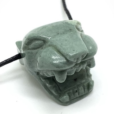 Guatemalan Jade Jaguar Head Pendant Blue Jadeite Jade Stone Necklace Guatemala