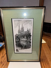 Aimé Edmond Dallemagne Chartres, Etching, Framed 15 x 22.5