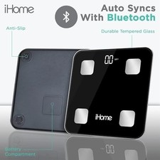 iHome Digital Bluetooth Smart Scale for Body One Size, Black Free Shipping