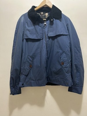 Barbour Herren Feldjacke aus gewachster Baumwolle blau Gr. M Tartan gefüttert Vintage Style
