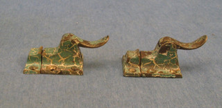 pair vintage cast brass cupboard cabinet pantry door latch catch