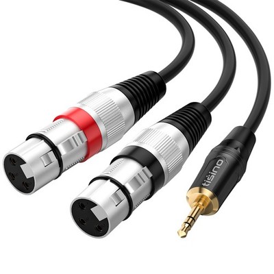Tisino Dual XLR to 3.5mm Stereo Mic Cable, 2 XLR Female to 1/8 Inch Mini Jack...