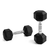 12LB 1-Pair Rubber Coated Dumbbell with Contoured Chrome Handle,Hexagon Head