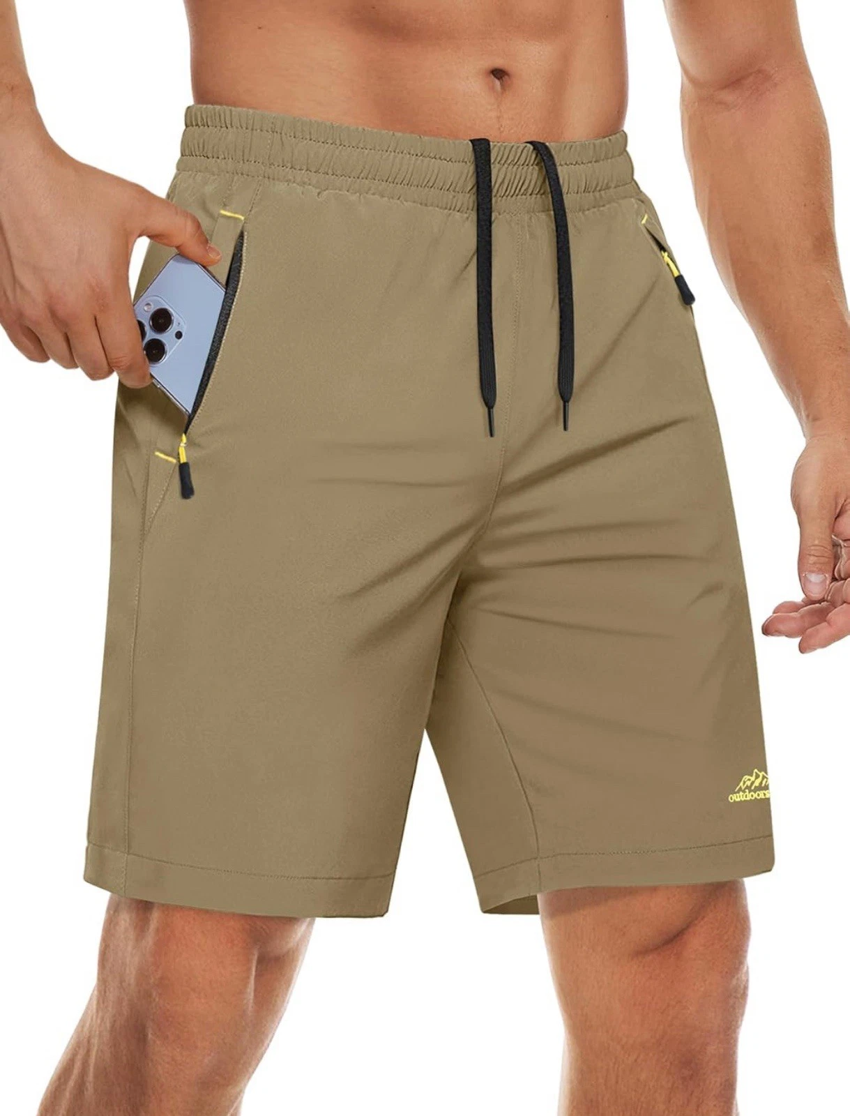 Men’s Lightweight Quick Dry Running Shorts 9” Inseam Size 38 Color Khaki New