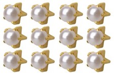3, 6 or 12 STUDEX PEARL GOLD PLATED SURGICAL STEEL EARRINGS STUDS BEZEL CLAW SET