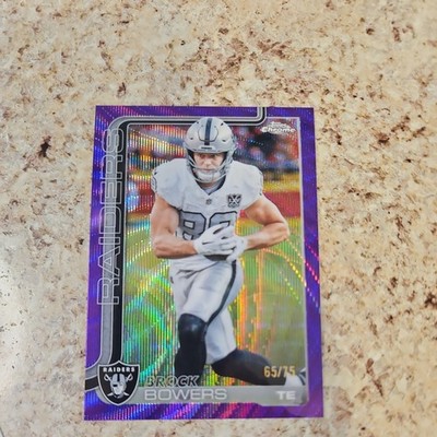 2025 Topps Chrome Brock Bowers 65/75 Purple Wave Refractor Oakland Raiders #178