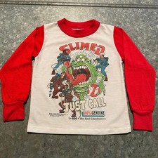 Vintage Call Ghostbusters L/S Tee Shirt Youth Kids 4-5 Retro 80s 1984 Slimer