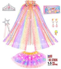 Light up Princess Dress up Clothes for Little Girl, Unicorn Colorful Princess