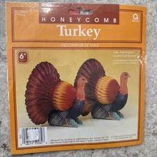 Pack of 2 Amscan Turkey Centerpiece Honeycomb Fold Out Cutout Tabletop 6 Inch