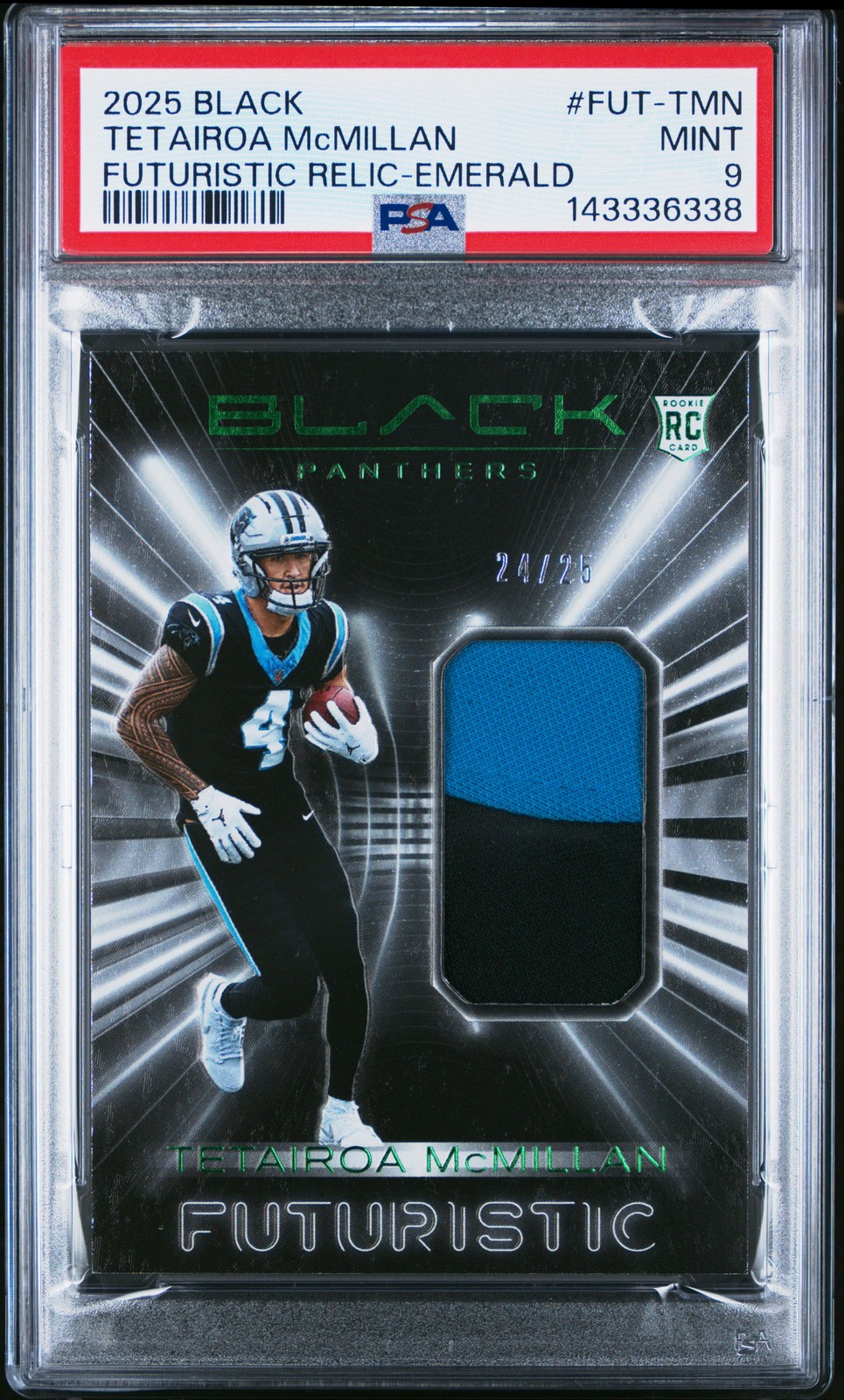 Tetairoa McMillan Panini Black Futuristic Relics #FUTTMN Emerald
