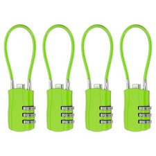 4 Pcs 3 Digit Luggage Cable Combination Lock with 5" Long Cable, Green