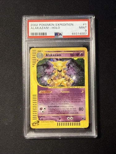 2002 Pokemon Expedition Alakazam Holo #1 Psa9
