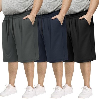 3 Pack Big and Tall Mens Gym Shorts - Basketball Black Athletic Workout Short...