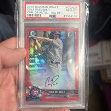2018 Bowman Chrome Cole Roederer Red Refractor Autograph Auto PSA 10 5/5 Cubs