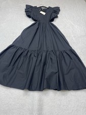 A New Day Midi Dress Women Black Flutter Sleeve Cut Out Preppy Boho Small NWT