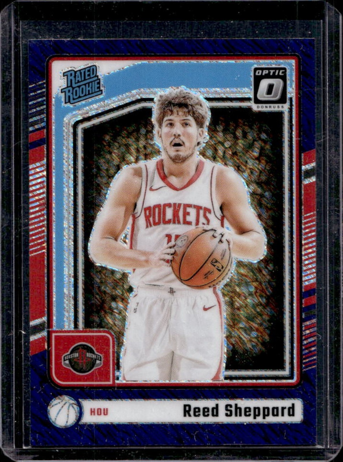 2024-25 Donruss Optic Reed Sheppard Purple Shimmer Rated Rookie #255 Rockets