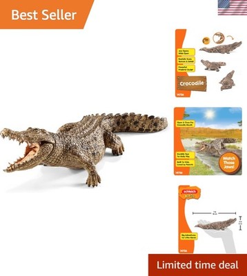 Realistic Crocodile Toy Figurine with Movable Jaw - Imaginative Play for Kids