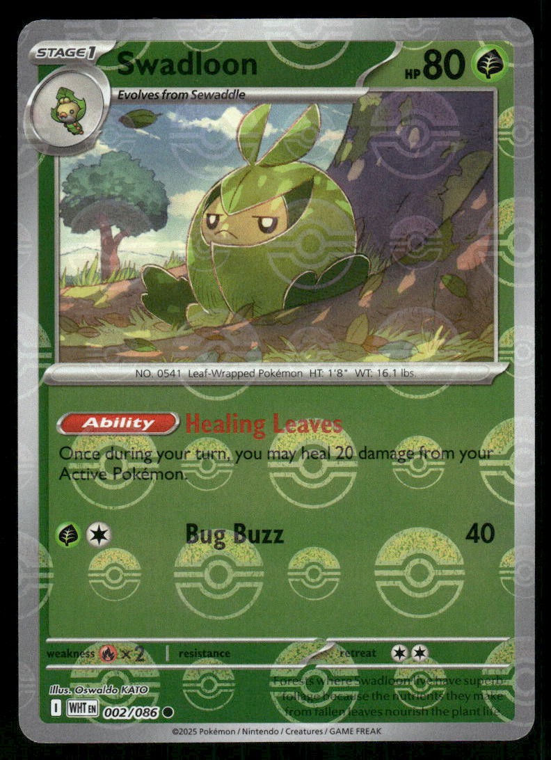 Swadloon (Poke Ball Pattern) 002/086 Common Holo NM Pokemon SV: White Flare