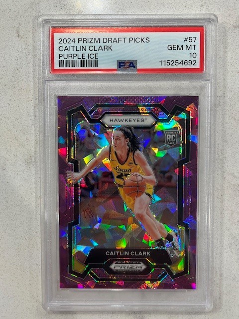 CAITLIN CLARK 2024-25 Prizm Draft Picks PSA 10 PURPLE ICE Prizm #57 RC # /149