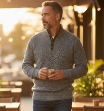 BUFFALO DAVID BITTON Mens XXL Weebery NWT Black 1/4 Snap Mock Neck Lined Sweater