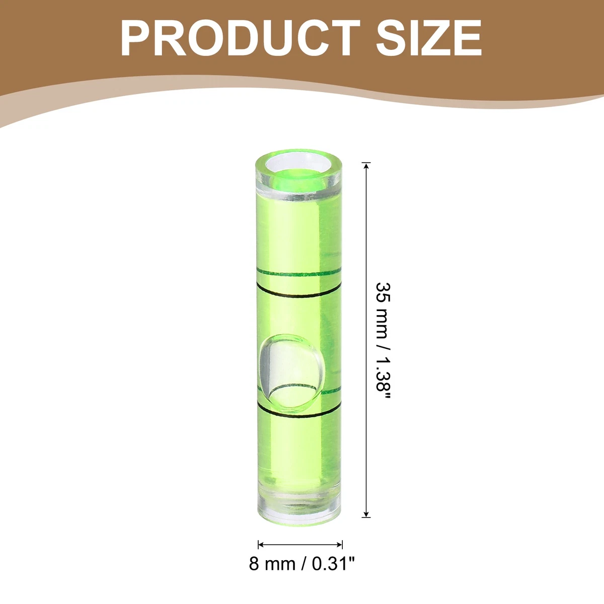 20Pcs Cylindrical Bubble Spirit Level Vials 8x35mm Bubble Spirit Level, Green