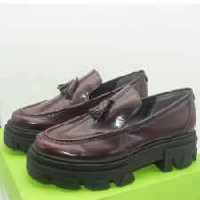 NEW Sam Edelman Women's 9.5 Dandrea Mega Lug Chunky Leather  Loafers Burgundy