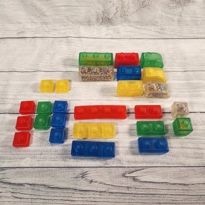 Jelly Blox Sensory Building Blocks Squishy Flexible Translucent Toy Lot 22pc