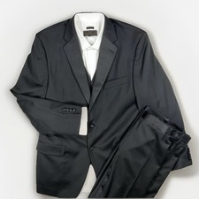Jos A Bank Reserve 5 Piece Black Luxury Tuxedo Suit 44L 38W Italian Made In USA