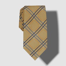 56 Perry Ellis Men Yellow Plaid Solid Tie Neck Dress Classic Necktie 58 X 3.25