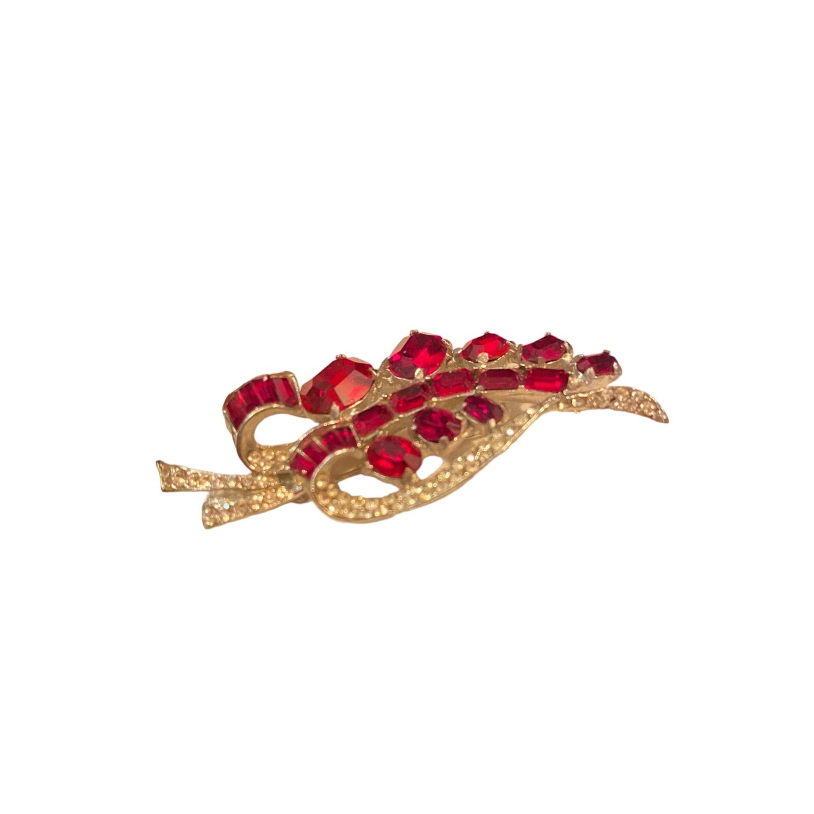 Vintage Joseph Weisner NY Ruby Red Rhinestone Sil… - image 3