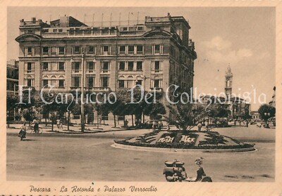 1955 PESCARA La rotonda e Palazzo Verrocchio postcard