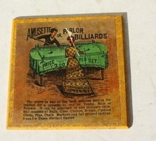 Amusette Parlor Billiards Price 3.00 Set Advertising Cardboard Coaster Plaque -