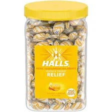 HALLS Relief Honey Lemon Cough Drops, Bulk Cough Drops, 250 Drops