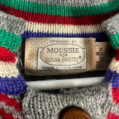 Vintage 1980s Moussie For Susan Bristol Knit Button Up wool cardigan Sweater Med - Picture 4 of 7