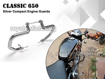 Protection Moteur Compacte Argent Véritable Royal Enfield Classic 650 2025-2026 - Photo 1/4